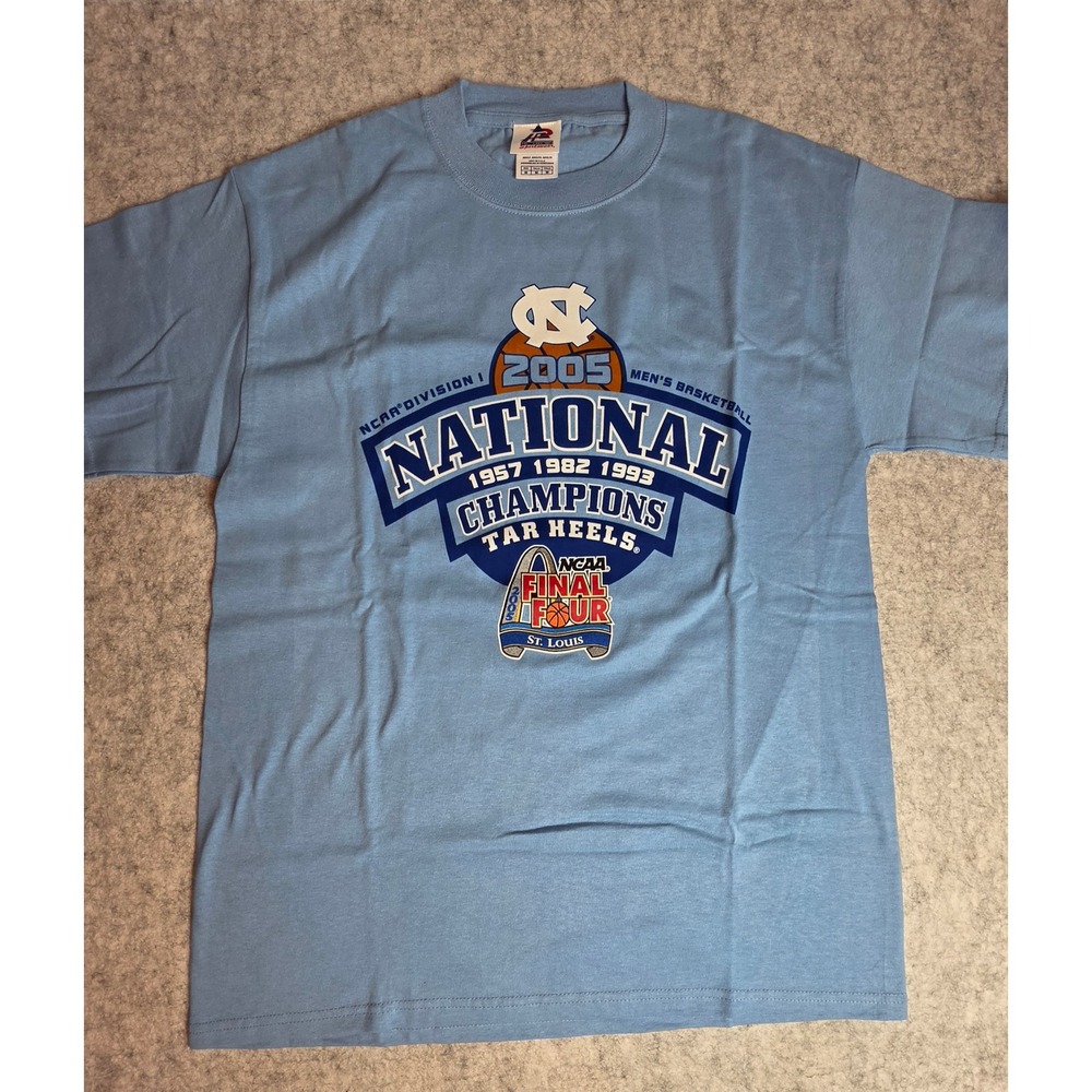 Vintage 2005 UNC Tar Heels National Champions T-Shirt Light Blue Mens Medium